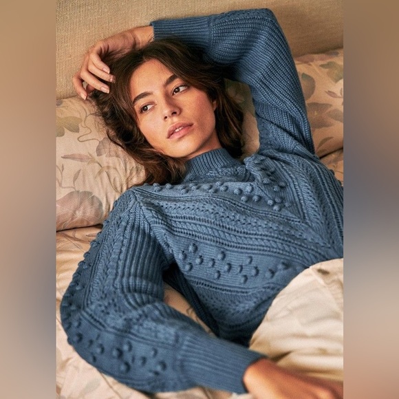 Sézane Solal Jumper / Sweater in Vintage Blue with Bobble Design - Picture 3 of 11